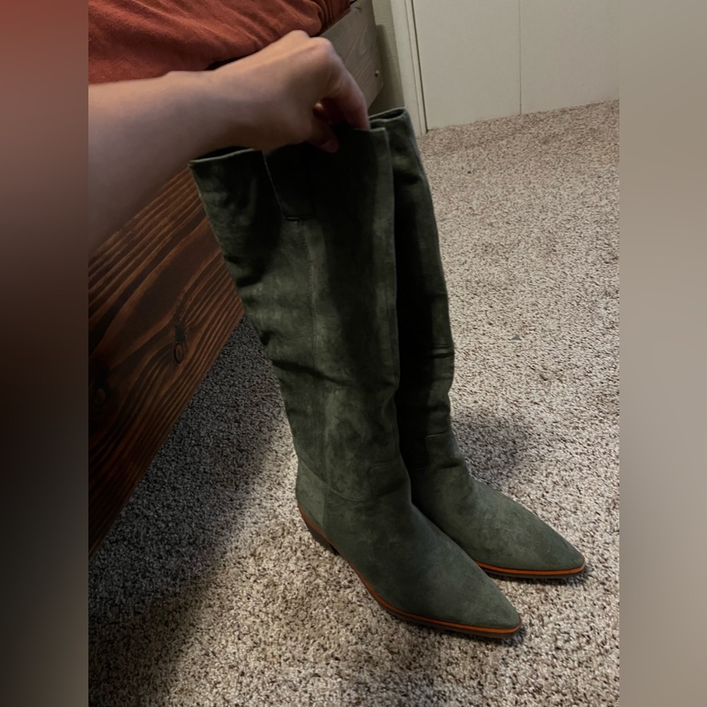 TALL GREEN SUEDE BOOTS